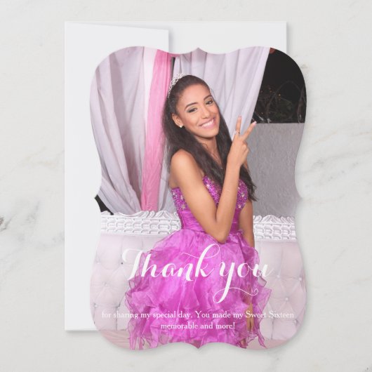 Sweet sixteen16歳の誕生日パープルカード サンキューカード (正面)