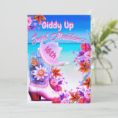 Sweet sixteen16番目のビーチ女性のカーボーイフローラ誕生日 招待状 (スタンド正面)