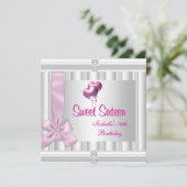 Sweet sixteen16番目エレガントの宝石ホワイトピンク 招待状 (スタンド正面)