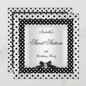 Sweet sixteen16白黒水玉模様画像2 招待状 (正面/裏面)