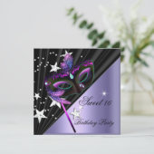 Sweet sixteen16薄紫ブラックシルバーマスク 招待状 (スタンド正面)