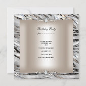 Sweet sixteen16誕生日ゼブラシルバーブラック金ゴールド 招待状 (裏面)