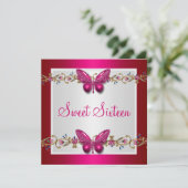 Sweet sixteen16誕生日バタフライフシア 招待状 (スタンド正面)