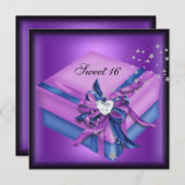 Sweet sixteen16誕生日パーティギフト 招待状 (正面/裏面)