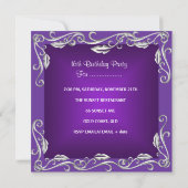 Sweet sixteen16誕生日パーティーブライト深い紫 招待状 (裏面)