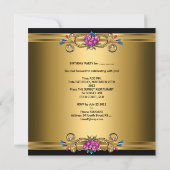 Sweet sixteen16誕生日パーティーブラック金ゴールドピンク 招待状 (裏面)