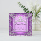 Sweet sixteen16 16th誕生日パーティパープル 招待状 (スタンド正面)