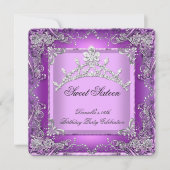 Sweet sixteen16 16th誕生日パーティパープル 招待状 (正面)
