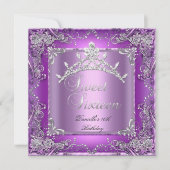 Sweet sixteen16 16th誕生日パーティパープル 招待状 (正面)