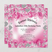 Sweet sixteen16thウィンターワンダーランドシルバーピンク 招待状 (正面/裏面)