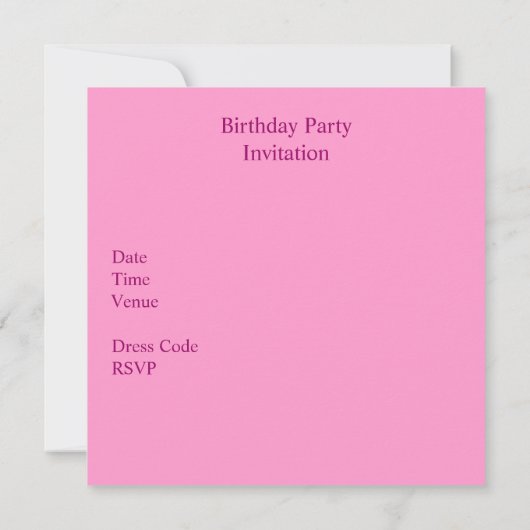 Sweet sixteen16thバースデーパーティーかわいらしピンクボウ 招待状 (裏面)