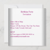 Sweet sixteen16thバースデーパーティーピンクボウ 招待状 (裏面)