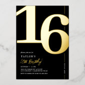 Sweet sixteen16thバースデーパーティーフォイル招待状 箔招待状 (正面)