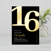 Sweet sixteen16thバースデーパーティーフォイル招待状 箔招待状 (立ち正面)