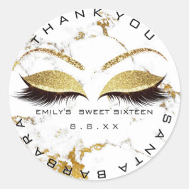 Sweet sixteen16th大理石ホワイトラッシュグリッター目 ラウンドシール