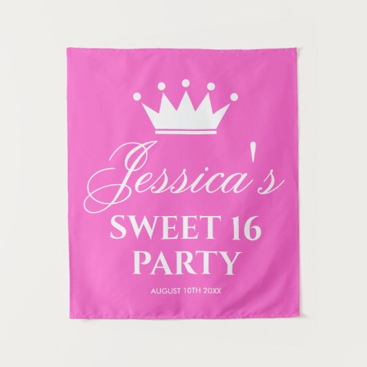 Sweet sixteen16th Birthdayパーティーの写真の背景 タペストリー (正面)