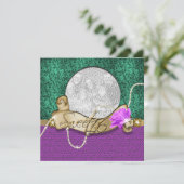 「sweet sixteen」の紫きらきら光るの緑の16歳の誕生日 招待状 (スタンド正面)