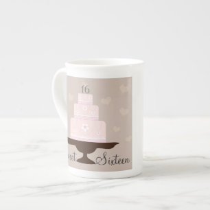 "Sweet sixteen"の誕生日の専門のマグ ボーンチャイナマグカップ