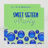 「sweet sixteen」エレガント水玉模様 招待状 (正面/裏面)