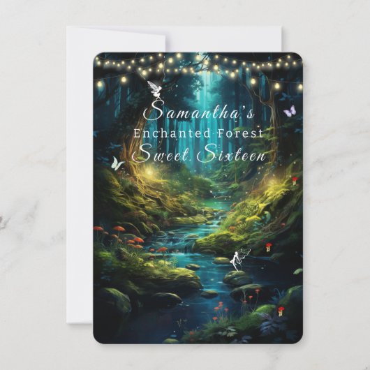 Sweet Sixteen エンチャンテッドフォレストの妖精のライト 招待状 (正面)