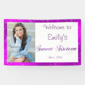 Sweet sixteen、カスタム写真、紫、きらめき 横断幕 (横)