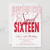 Sweet sixteen、グラムレッドグリッター招待状 招待状 (正面)