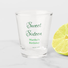 Sweet Sixteen グリーン 名前入り デート ボホー カリグラフィー ショットグラス