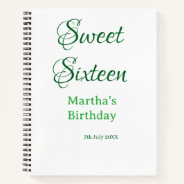 Sweet Sixteen グリーン 名前入り 日付入り カリグラフィー ボヘミアン ノートブック
