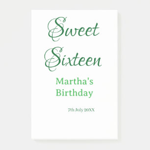 Sweet Sixteen グリーン 名前入り 日付入り カリグラフィー ボヘミアン ポストイット