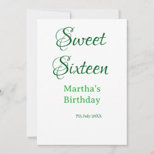 Sweet Sixteen グリーン 名前入り 日付入り カリグラフィー ボヘミアン 招待状