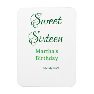 Sweet Sixteen グリーン 名前入り 日付入り カリグラフィー ボホー スイートシックステ マグネット