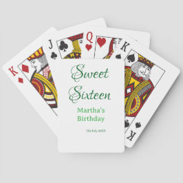 Sweet Sixteen グリーン 名前入り 日付入り カリグラフィー ボホー スタイル トランプ