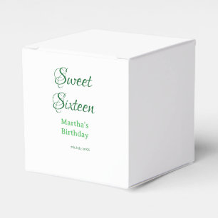 Sweet Sixteen グリーン 名前入り 日付入り カリグラフィー ボホー スタイル フェイバーボックス