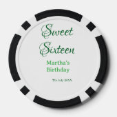 Sweet Sixteen グリーン 名前入り 日付入り カリグラフィー ボホー スタイル ポーカーチップ (裏面)