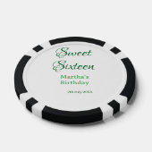 Sweet Sixteen グリーン 名前入り 日付入り カリグラフィー ボホー スタイル ポーカーチップ (シングル)