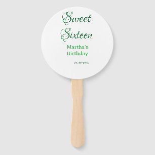 Sweet Sixteen グリーン 名前入り 日付入り カリグラフィー ボホー レトロ ハンドファン