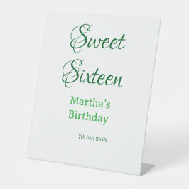 Sweet Sixteen グリーン 名前入り 日付入り カリグラフィー ボホー レトロ 台座サイン