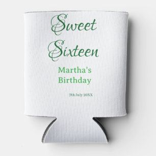 Sweet Sixteen グリーン 名前入り 日付入り カリグラフィー ボホー レトロ 缶クーラー