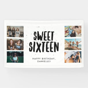 Sweet sixteen·シックス·フォト·コラージュ誕生パーティー  横断幕