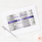 Sweet sixteen、シルバーおよびパープル水/ワインボトル 長方形シール (封筒)