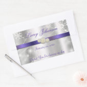 Sweet sixteen、シルバーおよびパープル水/ワインボトル 長方形シール (封筒)