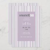 Sweet sixteen |ソフトパープルとグレーのストライプ 招待状 (正面/裏面)