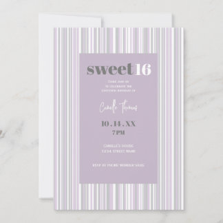 Sweet sixteen |ソフトパープルとグレーのストライプ 招待状