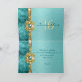 「sweet sixteen」ティール（緑がかった色）金ゴールド16歳 サンキューカード (内部)