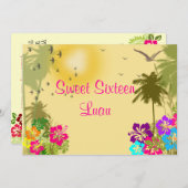 Sweet sixteen、ハイビスカス、ハワイアンルアウ（ハワイ式宴会）招待状 招待状 (正面/裏面)