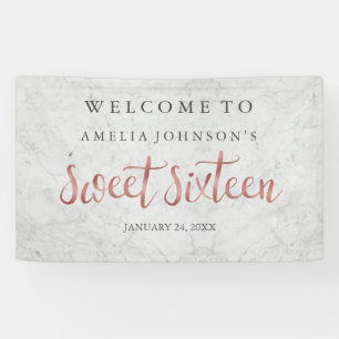 Sweet Sixteen バナー マーブル ローズゴールド 横断幕