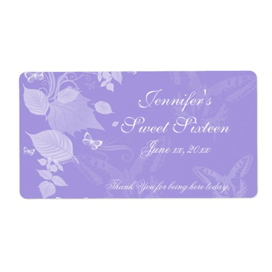 Sweet sixteen,バルミツワー，紫の白，カスタム ラベル (正面)