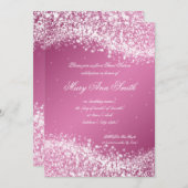 Sweet sixteen·バースデー·パーテきらめくィー·ウェーブ·ピンク 招待状 (正面/裏面)