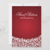 Sweet sixteen·バースデー·パーティー·スター·スパークル·レッド 招待状 (裏面)