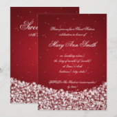 Sweet sixteen·バースデー·パーティー·スター·スパークル·レッド 招待状 (正面/裏面)